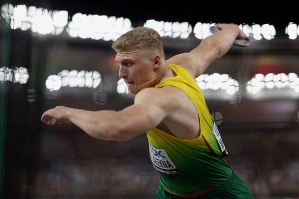 Mykolas Alekna durante el Campeonato Mundial de Budapest 2023. Foto World Athletics